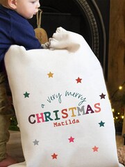 100% Linen Colourful Christmas Personalised Sack by Solesmith - Image 2 of 4