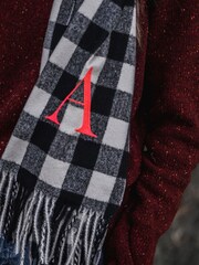 Embroidered Neon Letter Check Scarf by Solesmith - Image 2 of 4