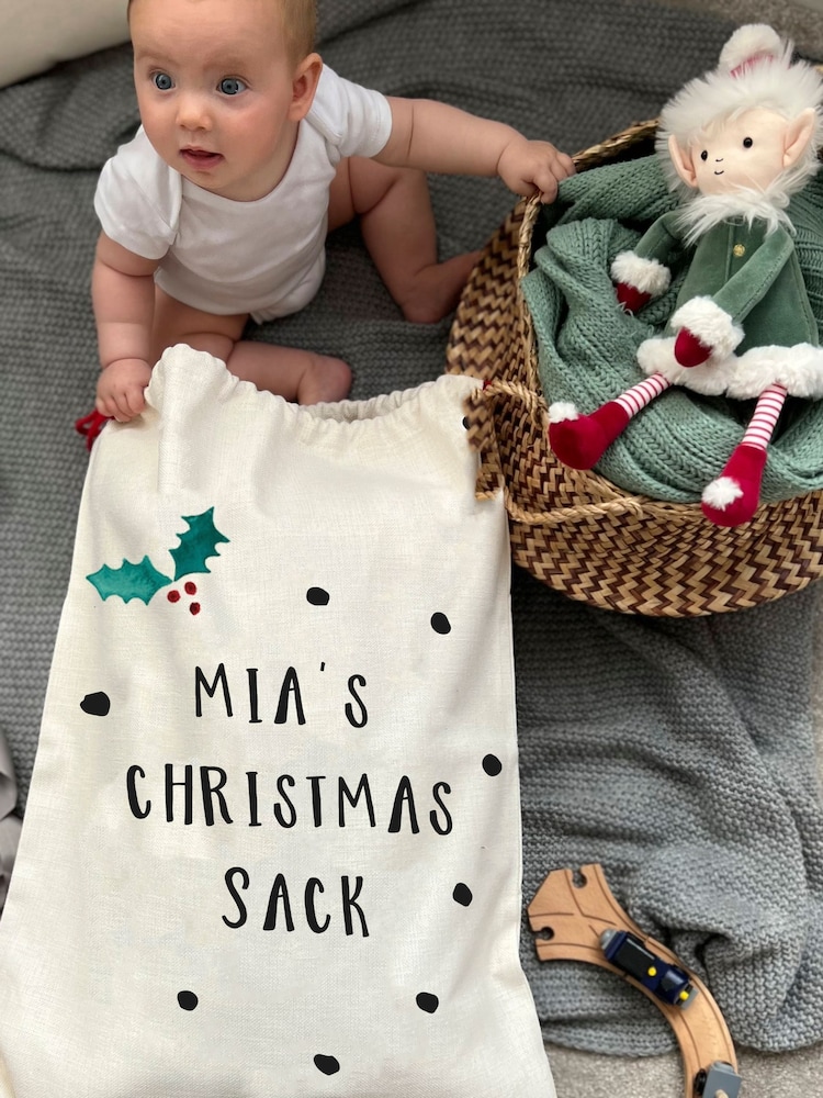 100% Linen Personalised Childrens Santa Christmas  Sack by Solesmith - Image 1 of 3