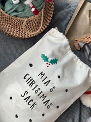 100% Linen Personalised Childrens Santa Christmas  Sack by Solesmith - Image 2 of 3
