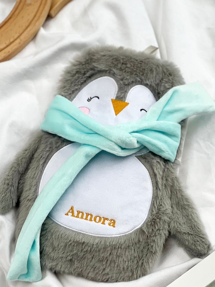 Personalised Penguin Hot Water Bottle by Solesmith - Image 1 of 4