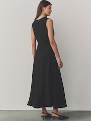 Noir - Peignoir mi-long froncé sans manches - Image 3 of 7