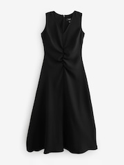 Noir - Peignoir mi-long froncé sans manches - Image 5 of 7