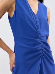 Blue Sleevless Ruched Midi Dress - Image 4 of 7