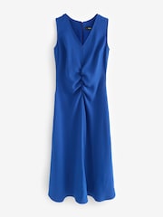 Blue Sleevless Ruched Midi Dress - Image 5 of 7