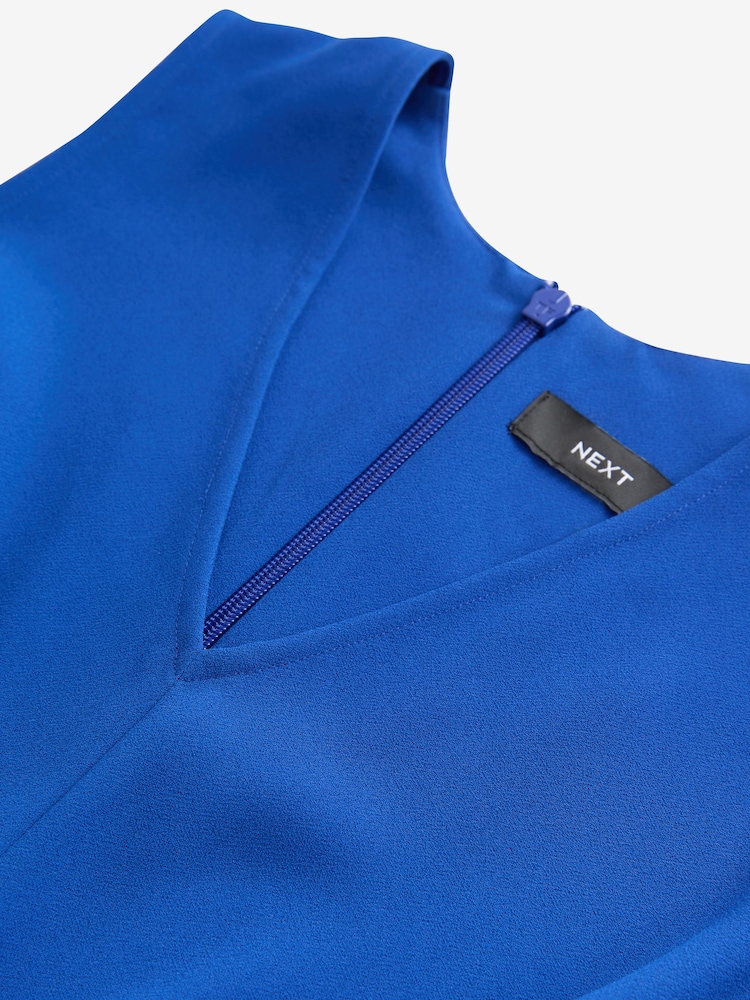 Bleu - Peignoir mi-long froncé sans manches - Image 6 of 7