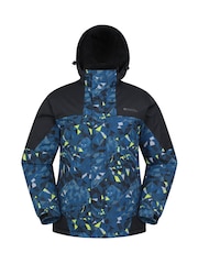 Mountain Warehouse Blue Shadow II Mens Fleece Lined Printed Snow Ski Jacket - Image 1 of 6