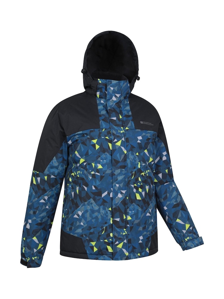 Mountain Warehouse Blue Shadow II Mens Fleece Lined Printed Snow Ski Jacket - Image 2 of 6