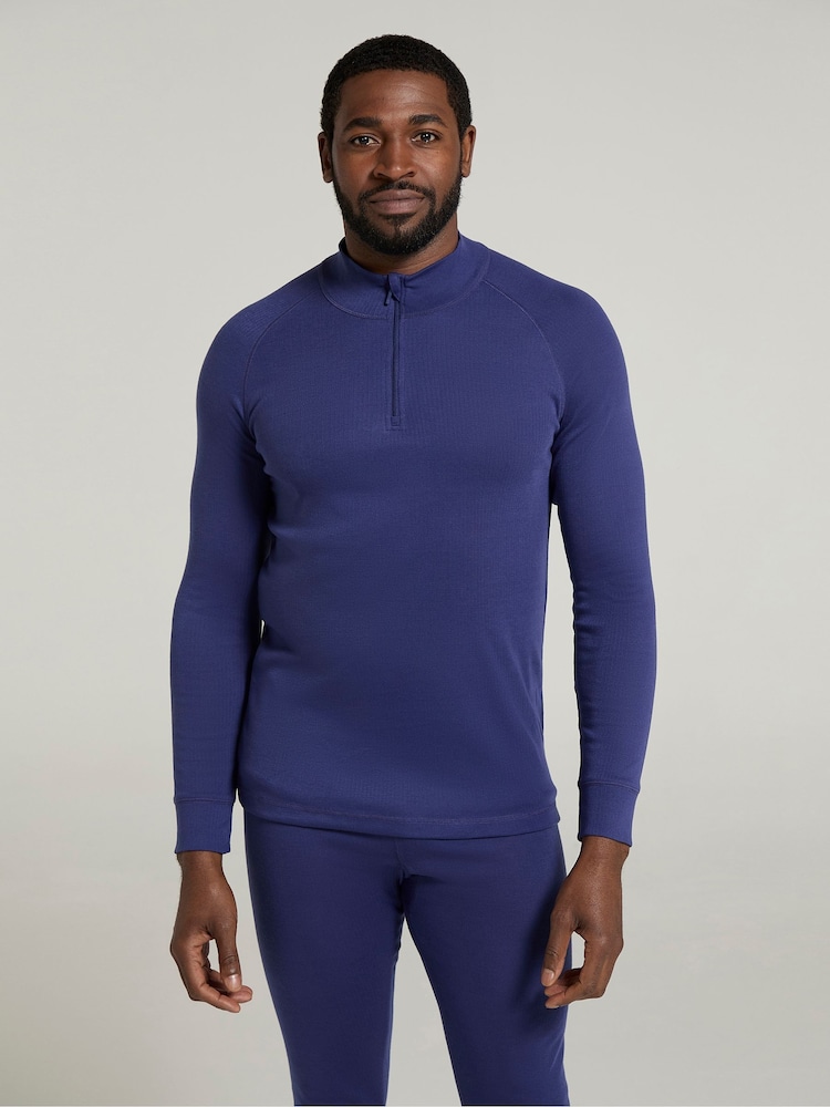 Mountain Warehouse Blue Mens Talus Quarter Zip Thermal Top - Image 1 of 4