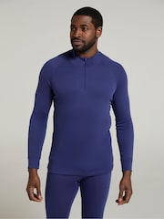 Mountain Warehouse Blue Mens Talus Quarter Zip Thermal Top - Image 2 of 4