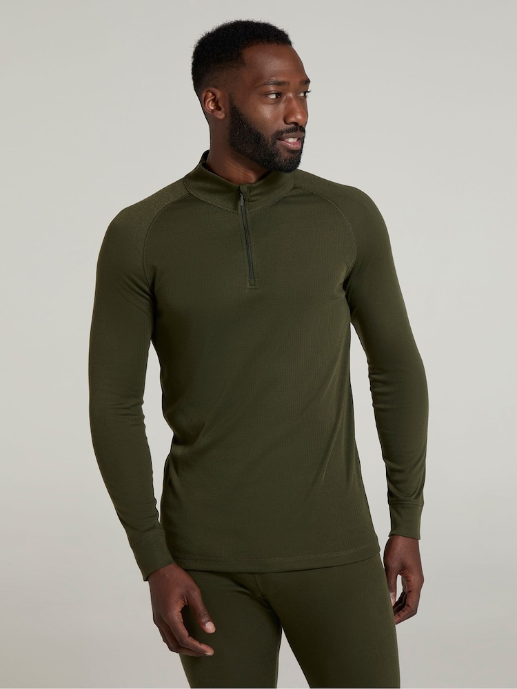 Mountain Warehouse Green Mens Talus Quarter Zip Thermal Top - Image 1 of 4