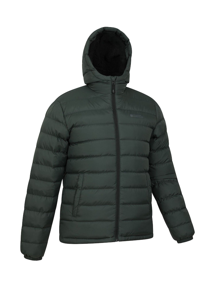Mountain Warehouse Green Mens Seasons Water Resistant Faux Fur Lined Padded Jacket - Image 2 of 5 Mountain Warehouse Green Mens Seasons Water Resistant Faux Fur Lined Padded Jacket - Image 2 of 5