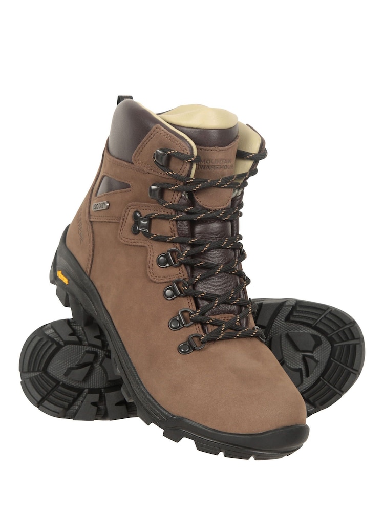 Mountain Warehouse Brown Odyssey Extreme Waterproof, Vibram Sole Leather Mens Hiking Boots - Image 3 of 8