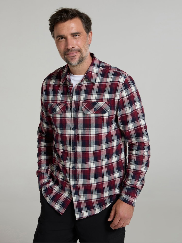 Mountain Warehouse Purple 100% Cotton Trace Mens Flannel Long Sleeve Shirt - Image 1 of 4