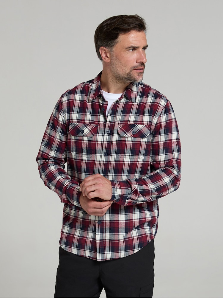 Mountain Warehouse Purple 100% Cotton Trace Mens Flannel Long Sleeve Shirt - Image 2 of 4