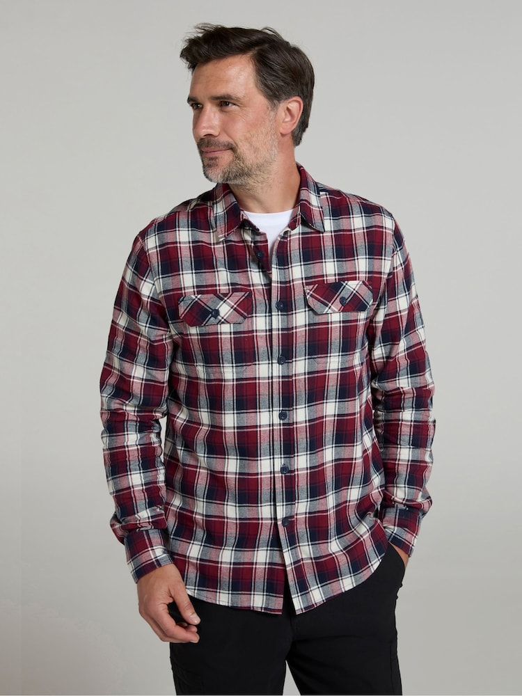 Mountain Warehouse Purple 100% Cotton Trace Mens Flannel Long Sleeve Shirt - Image 4 of 4