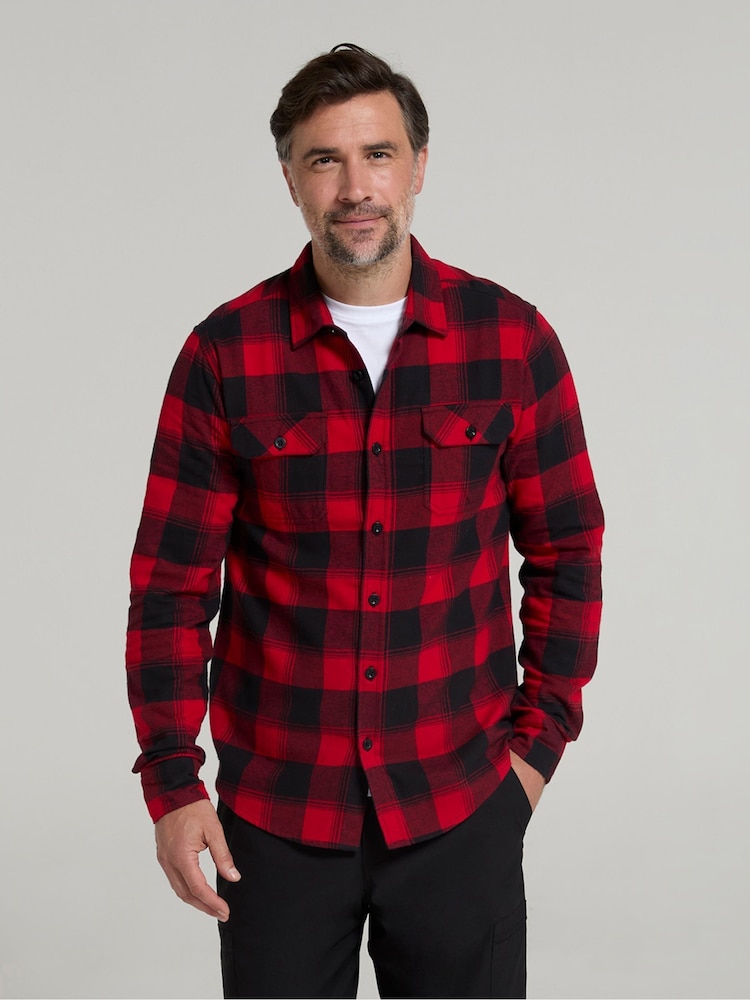 Rot - Mountain Warehouse – Trace – Flanell-Langarmhemd für Herren aus 100 % Baumwolle - Bild 2 von 4 Rot - Mountain Warehouse – Trace – Flanell-Langarmhemd für Herren aus 100 % Baumwolle - Bild 2 von 4