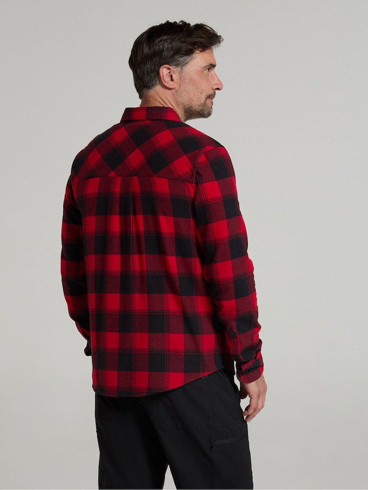 Mountain Warehouse Red 100% Cotton Trace Mens Flannel Long Sleeve Shirt - Image 3 of 4