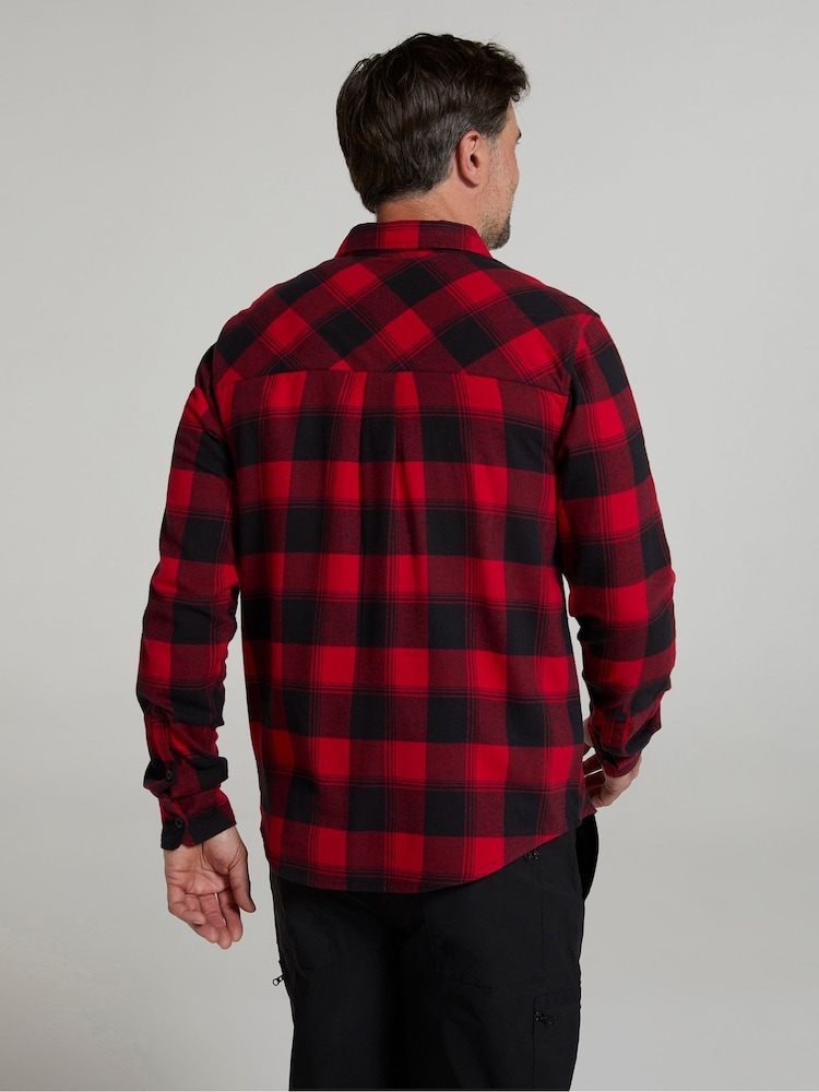 Mountain Warehouse Red 100% Cotton Trace Mens Flannel Long Sleeve Shirt - Image 4 of 4