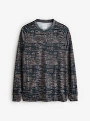 Mountain Warehouse Green/Grey Talus Mens Printed Thermal Top - Image 1 of 2