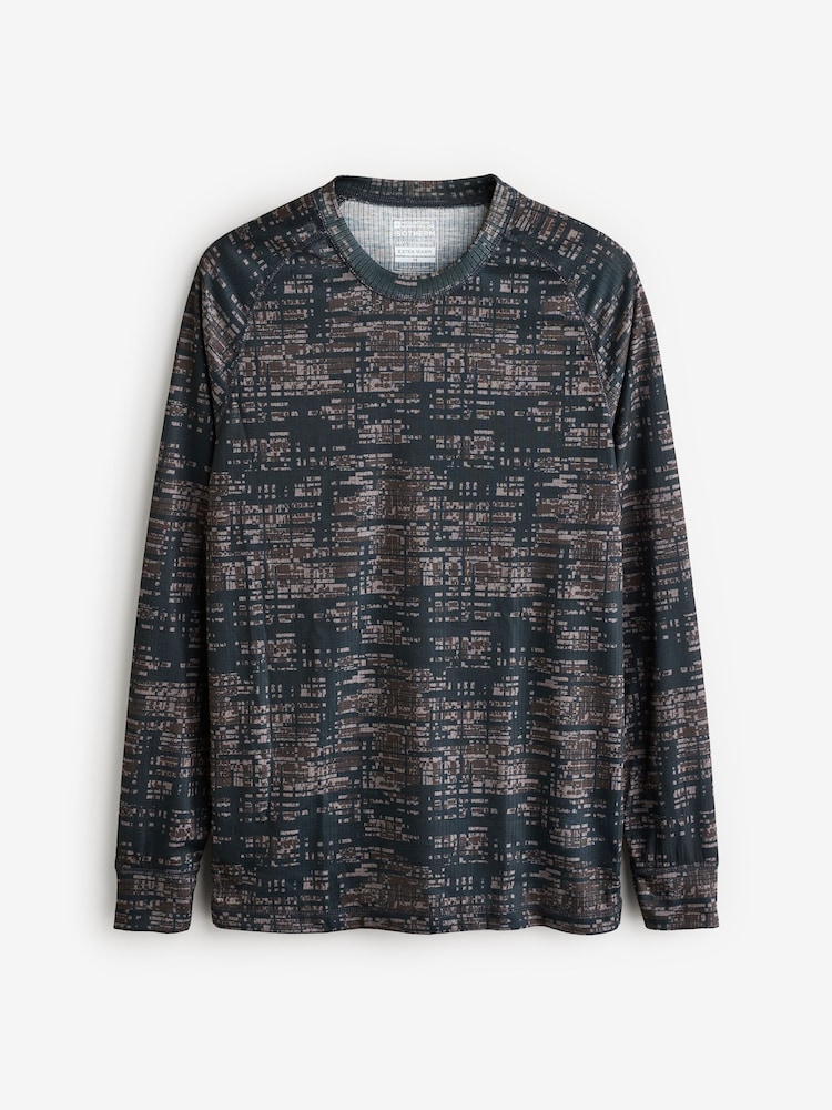 Mountain Warehouse Green/Grey Talus Mens Printed Thermal Top - Image 1 of 2 Mountain Warehouse Green/Grey Talus Mens Printed Thermal Top - Image 1 of 2