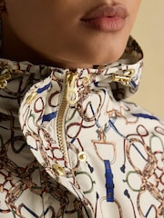 Joules Holkham Horse Tack Stone Waterproof Packable Raincoat with Hood - Image 6 of 11