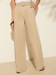 Friends Like These Camel Belted Wide Leg Trousers - Image 1 of 4