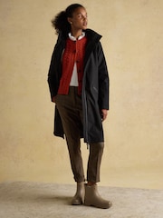Joules Rainaway Black Lightweight Waterproof Longline Raincoat with Hood - Image 7 of 13