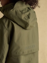 Joules Rainaway Green Lightweight Waterproof Longline Raincoat with Hood - Image 11 of 14