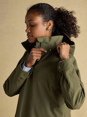 Joules Rainaway Green Lightweight Waterproof Longline Raincoat with Hood - Image 13 of 14