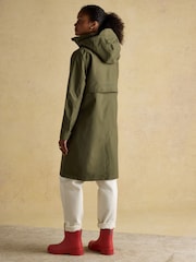 Joules Rainaway Green Lightweight Waterproof Longline Raincoat with Hood - Image 2 of 14