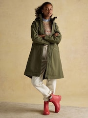 Joules Rainaway Green Lightweight Waterproof Longline Raincoat with Hood - Image 3 of 14