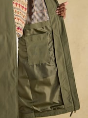 Joules Rainaway Green Lightweight Waterproof Longline Raincoat with Hood - Image 4 of 14