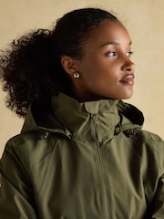 Joules Rainaway Green Lightweight Waterproof Longline Raincoat with Hood - Image 6 of 14