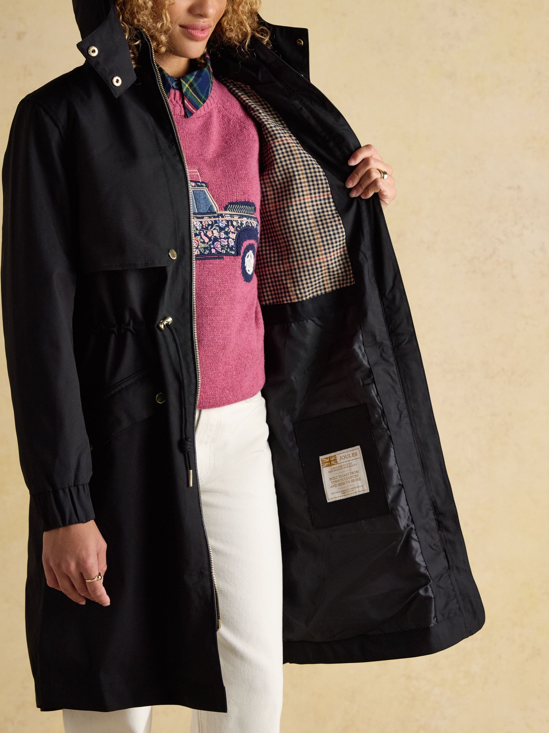 Buy Joules Elbridge Black Waterproof Coat with Hood from the Next