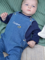 Solesmith Blue 100% Cotton Embroidered Star Personalised Dungarees - Image 2 of 4