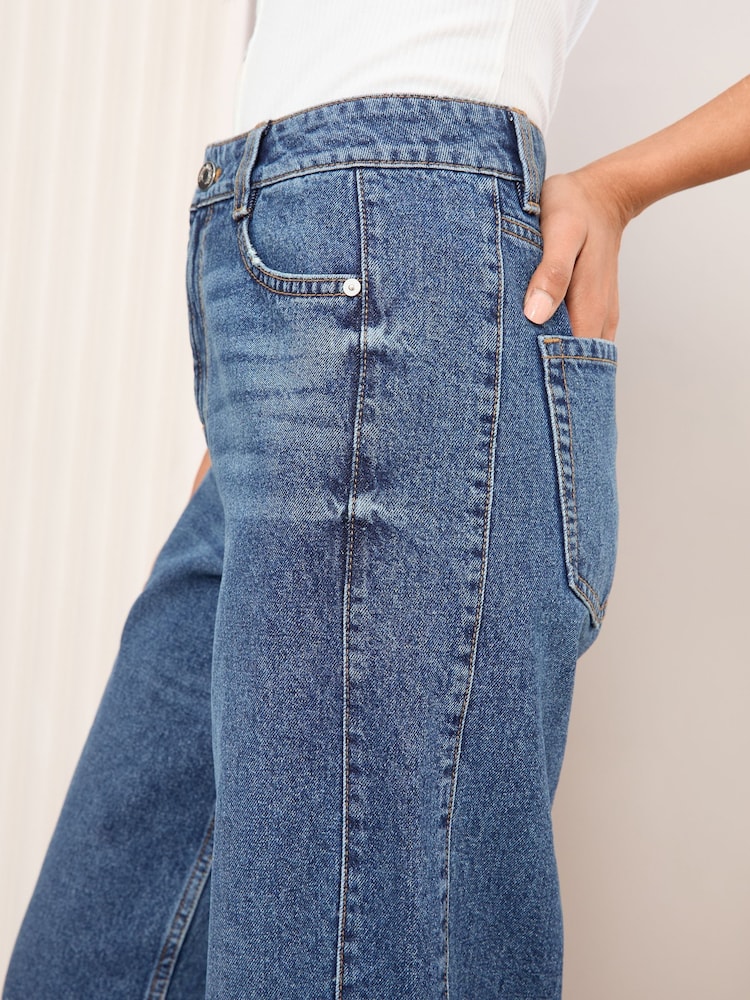 Friends Like These Mid Blue Petite Denim Barrel Jeans - Image 4 of 5
