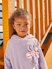 Lilac Purple Flower Towelling Hoodie (3mths-8yrs) - Image 4 of 9
