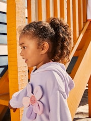 Lilac Purple Flower Towelling Hoodie (3mths-8yrs) - Image 5 of 9