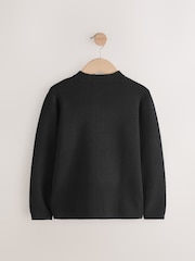 Black Knitted Zip Through Bomber Cardigan (3-16yrs) - Image 2 of 4