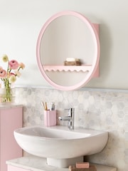 Pink Farnley Round Frame Wall Mirror Cabinet - Image 1 of 9
