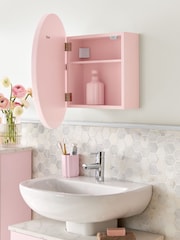 Pink Farnley Round Frame Wall Mirror Cabinet - Image 2 of 9