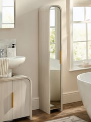 Light Natural Mia Mirrored Tall Boy Storage Console - Image 1 of 9