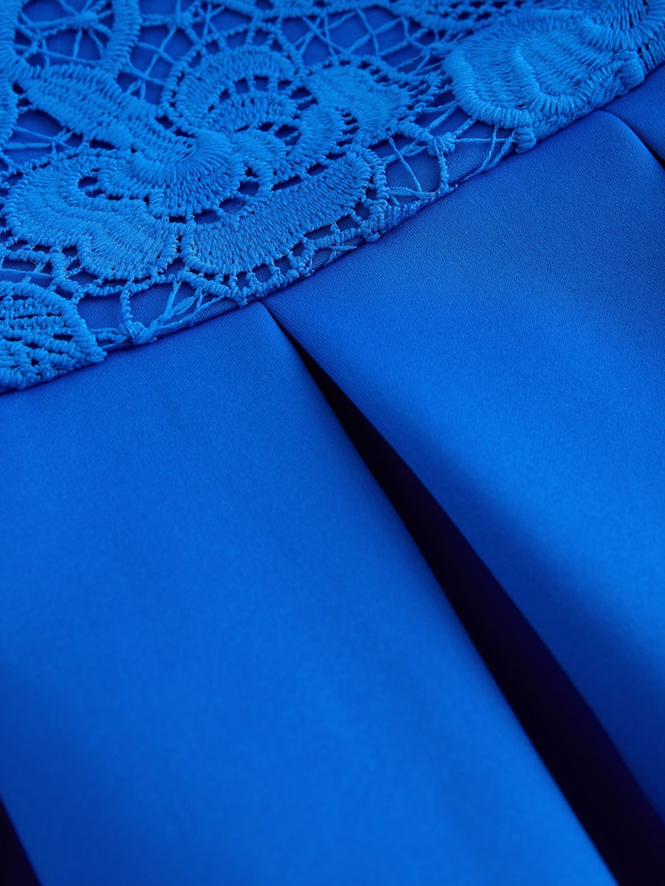 Cobalt Blue Lace Scuba Dress (3-16yrs) - Image 7 of 8