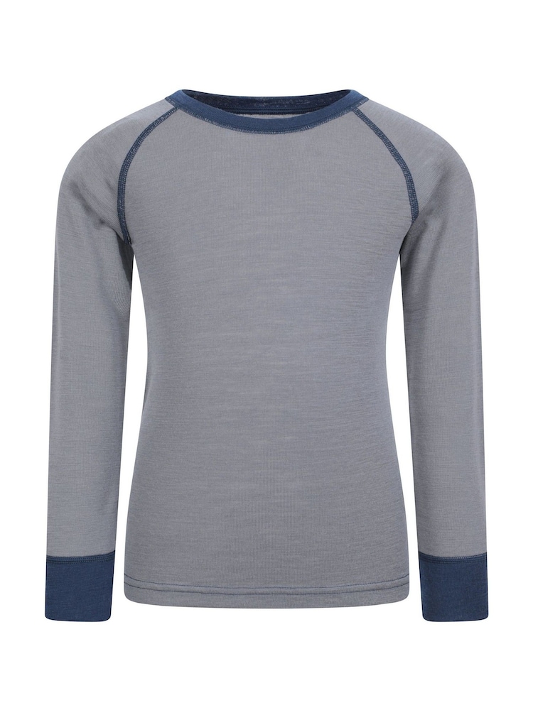 رمادي - Mountain Warehouse Merino II Kids Round Neck Thermal Top - صورة 1 من 5