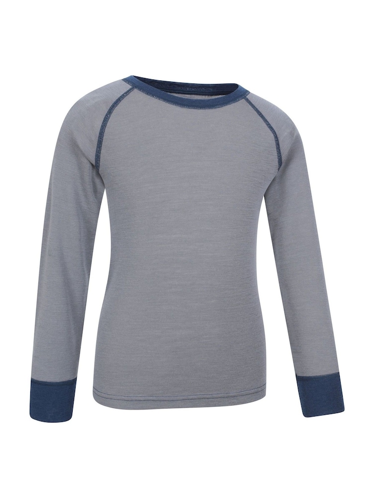 رمادي - Mountain Warehouse Merino II Kids Round Neck Thermal Top - صورة 2 من 5