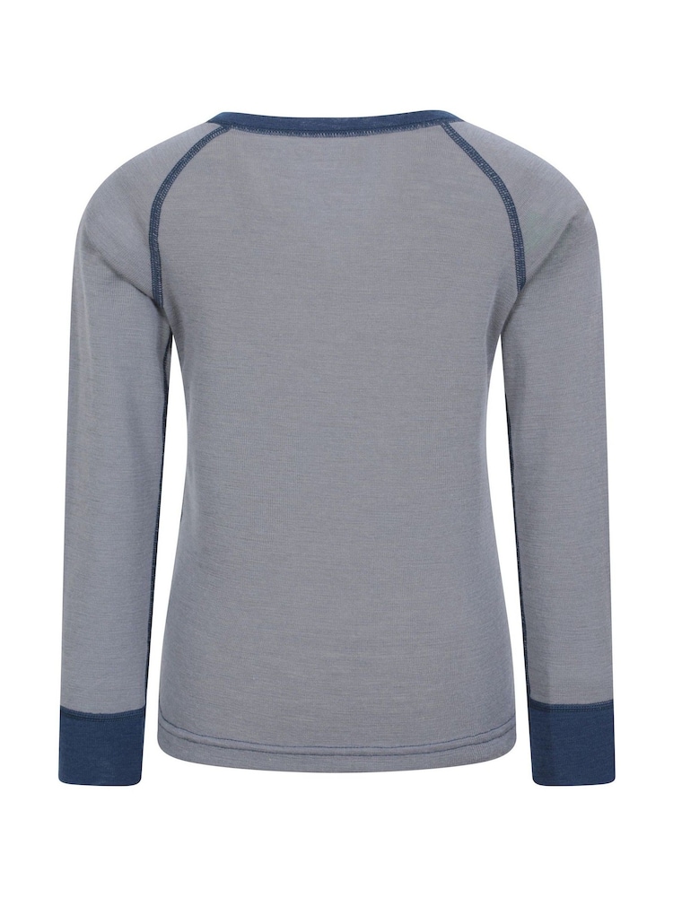 رمادي - Mountain Warehouse Merino II Kids Round Neck Thermal Top - Image 3 of 5