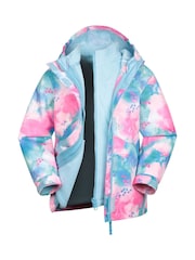 Mountain Warehouse Light Blue Kids Aries Printed Waterproof 3-in-1 Jacket - Image 1 of 7