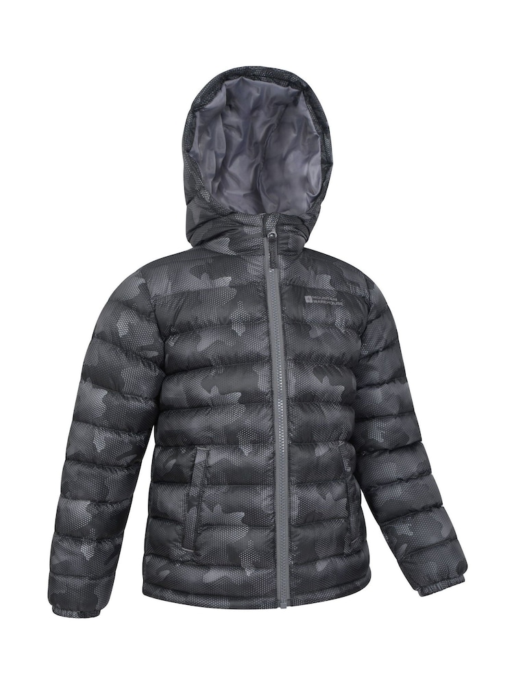 Mountain Warehouse Dark Black Seasons Kids Printed Water-Resistant Padded Jacket - Image 3 of 5