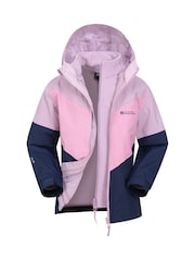 Mountain Warehouse Pink/Blue Lightning II Kids 3-in-1 Waterproof Jacket - Image 1 of 7
